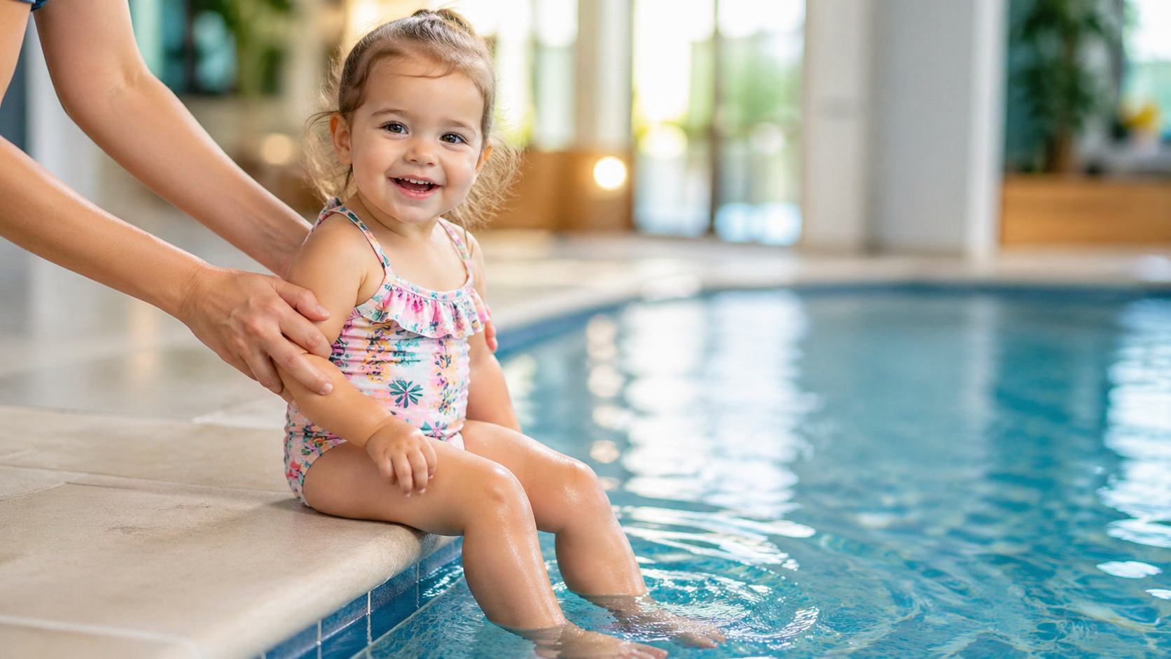 Toddler at swimming pool